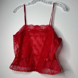 Lorraine Bright Red‎ Lace Lingerie Top Womens Size M Vintage 80s 90s